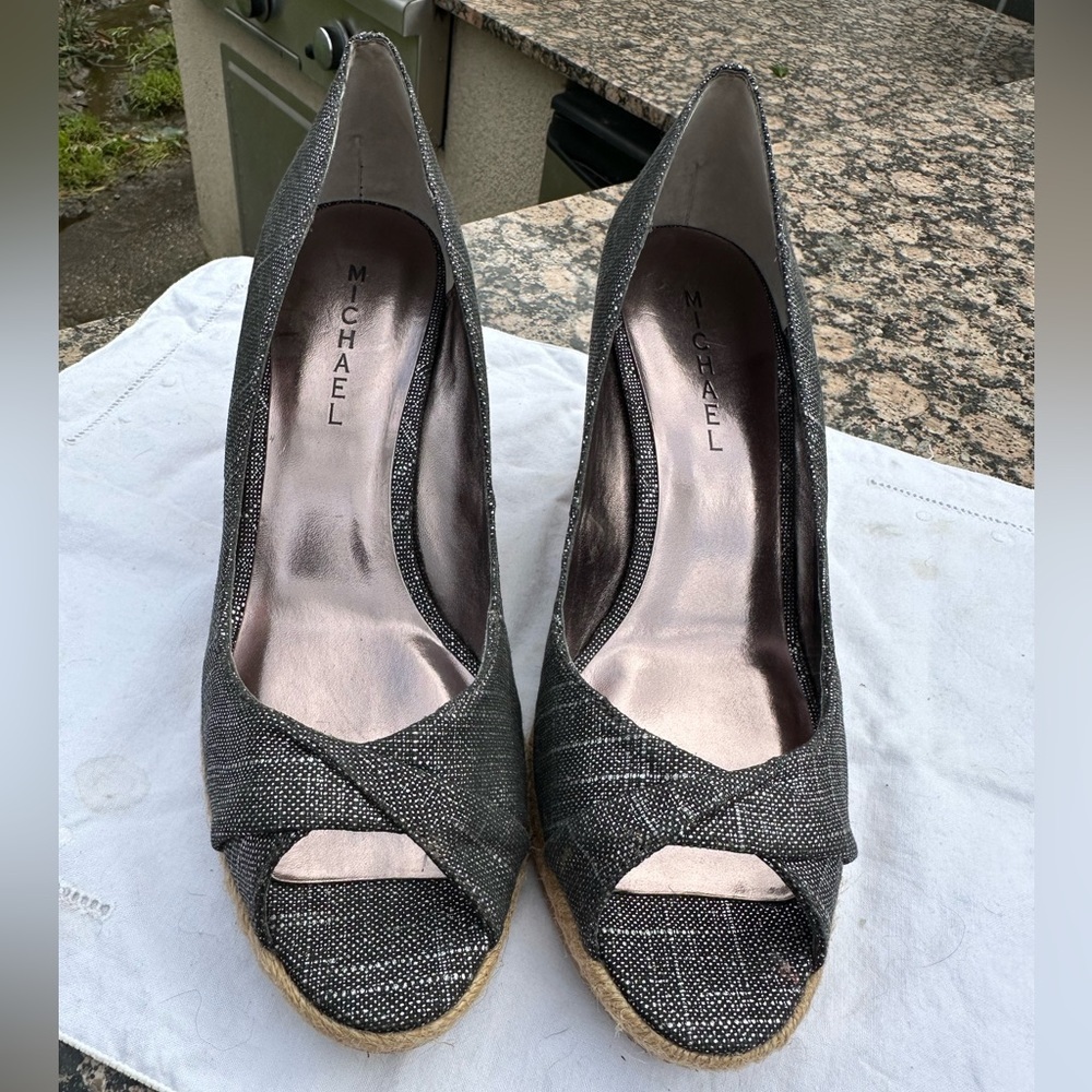 Michael Kors Metallic Espadrilles with Cork Wedge